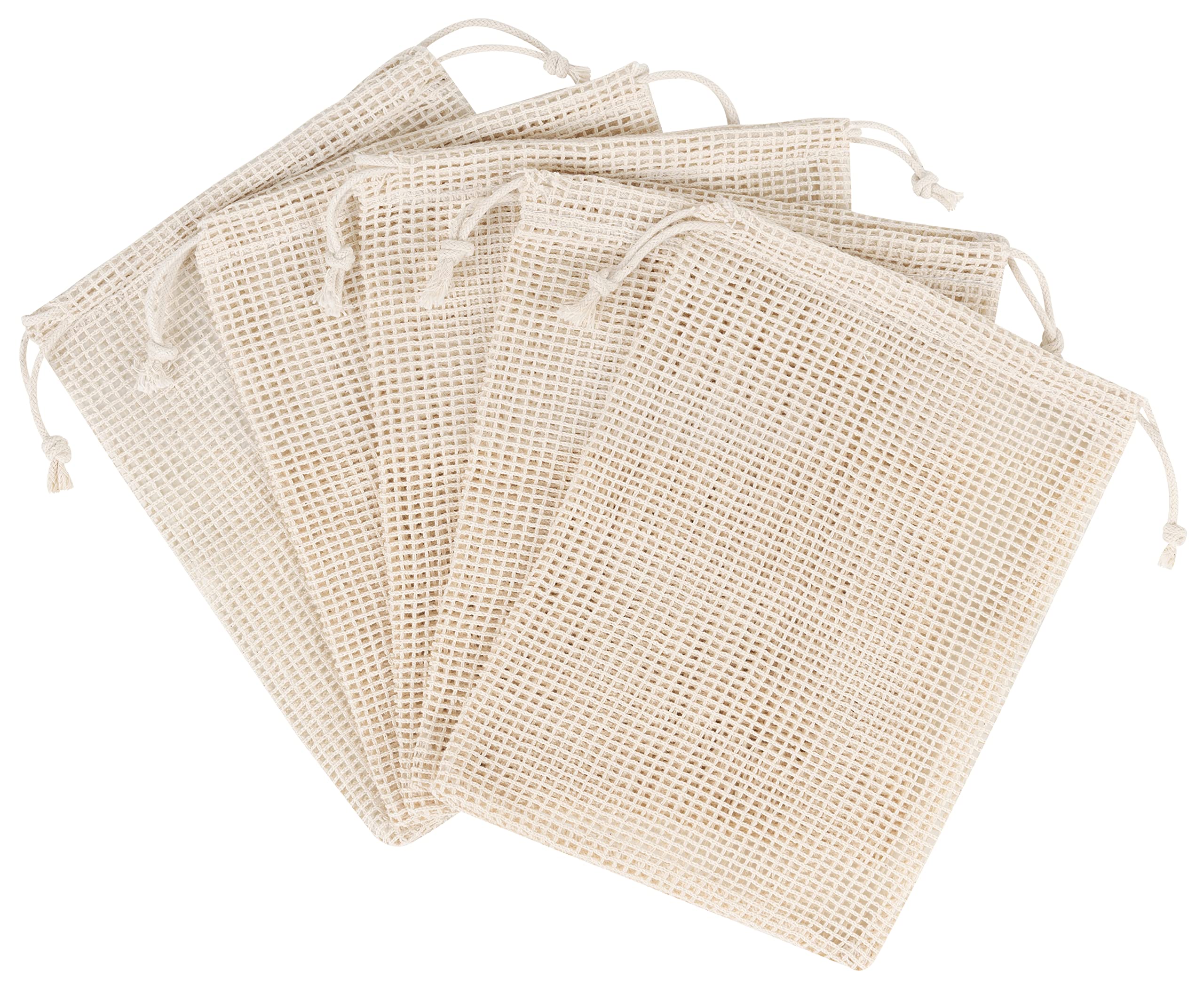SuBaA 100% Pure Cotton Square Mesh Drawstring Bag